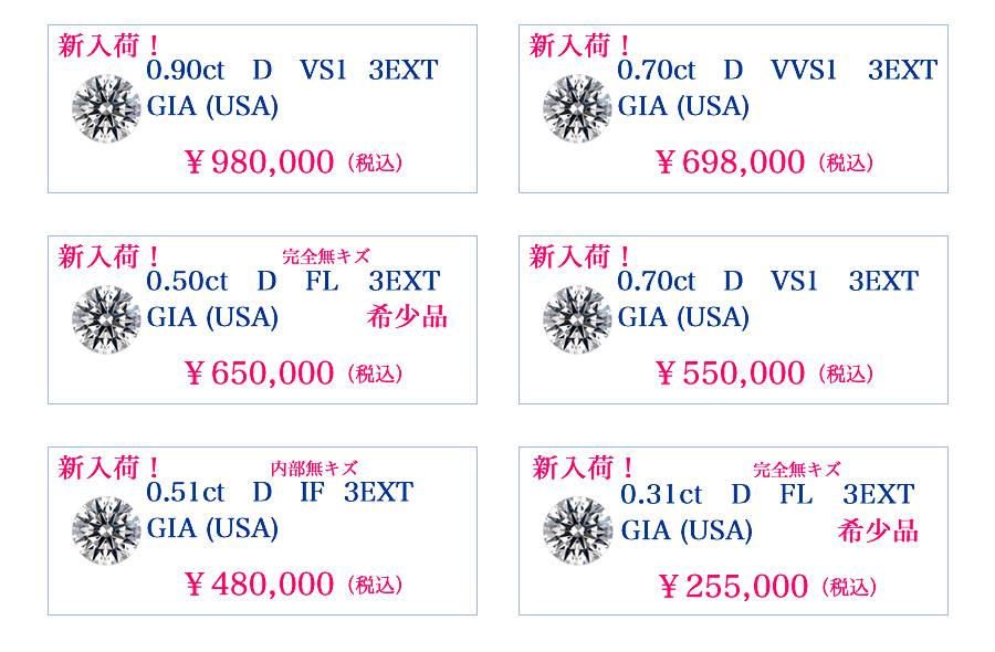ダイヤモンド価格表 | 京都で婚約指輪・結婚指輪・ダイヤモンドが卸